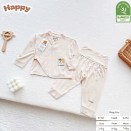 #42 Bộ Sơ Sinh Dài Tay Kimono Happy Kids Chất Petit Bamboo Cao Câp Mềm Mịn Không Gây Kích Ứng Cho Bé 5