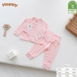 #42 Bộ Sơ Sinh Dài Tay Kimono Happy Kids Chất Petit Bamboo Cao Câp Mềm Mịn Không Gây Kích Ứng Cho Bé 8