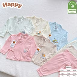 #42 Bộ Sơ Sinh Dài Tay Kimono Happy Kids Chất Petit Bamboo Cao Câp Mềm Mịn Không Gây Kích Ứng Cho Bé 9