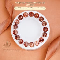 Ngọc Đan Tâm - Vòng Tay Thạch Anh Tóc Đỏ 11mm 6A - Mệnh Hoả - Mệnh Thổ 1