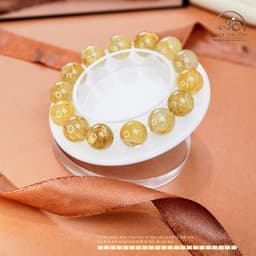 Ngọc Đan Tâm - Vòng Tay Thạch Anh Tóc Vàng 13mm 8A - Mệnh Thổ - Mệnh Kim 3