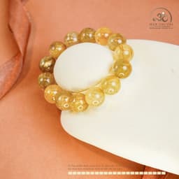Ngọc Đan Tâm - Vòng Tay Thạch Anh Tóc Vàng 13mm 8A - Mệnh Thổ - Mệnh Kim 6