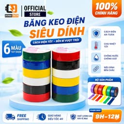 Băng keo điện Nano chính hãng dài 20 ya màu đen, trắng, đỏ, vàng, xanh lá, băng dính điện Nano 1