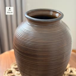 Bình hoa gốm sứ Bát Tràng cao 30cm màu ganh nâu mộc mạc, lọ cắm hoa decor trang trí nhà cửa 3