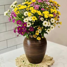 Bình hoa gốm sứ Bát Tràng cao 30cm màu ganh nâu mộc mạc, lọ cắm hoa decor trang trí nhà cửa 5