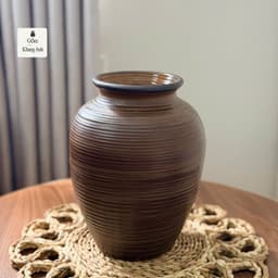 Bình hoa gốm sứ Bát Tràng cao 30cm màu ganh nâu mộc mạc, lọ cắm hoa decor trang trí nhà cửa 6