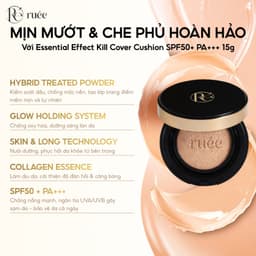 Phấn Nước RUÉE Essential Effect Kill Cover Cushion SPF50+/PA+++ – Che Phủ Khuyết Điểm, Đều Màu Da, Chống Nắng, Dưỡng Ẩm 5