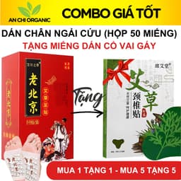 [ƯU ĐÃI TỐT] Hộp 50 Miếng Dán Chân Ngải Cứu Đỏ Tặng Hộp 12 Miếng Ngải Cứu Cổ, Vai, Gáy Xanh An Chi Organic 1