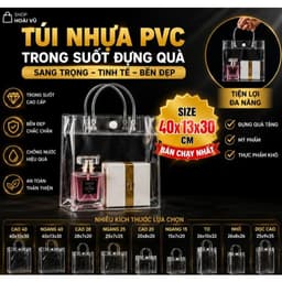 Sỉ 10--- Túi xách mua sắm bằng nhựa PVC trong suốt chống  đựng qua thấm nước cao cấp tiện lợi, Suốt Bảo Vệ Môi Trường 1