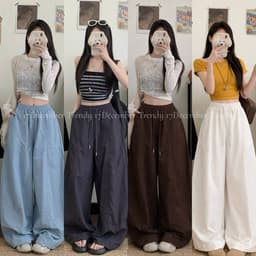 Quần kaki cạp chun fom thụng LM-388, quần kaki ống rộng lưng thun thoải mái cho nữ 3