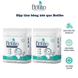 (Combo 2) Tăm bông trẻ em Botibo kids kháng khuẩn ( hộp 200 que lõi giấy) cho bé sơ sinh ngoáy tai, mũi BOTIBO KIDS 1
