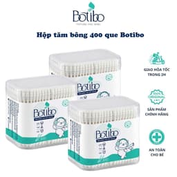 (Combo 3) Tăm bông trẻ em Botibo kids kháng khuẩn ( hộp 400 que lõi giấy) cho bé sơ sinh ngoáy tai, mũi BOTIBO KIDS 1