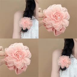 Scrunchie Hoa Lụa Bản To Cao Cấp – Chun Buộc Tóc Hoa 3D Vintage, Cột Tóc Nữ Xinh Xắn Sang Chảnh (Nhiều Màu) 1