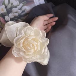 Scrunchie Hoa Lụa Bản To Cao Cấp – Chun Buộc Tóc Hoa 3D Vintage, Cột Tóc Nữ Xinh Xắn Sang Chảnh (Nhiều Màu) 7
