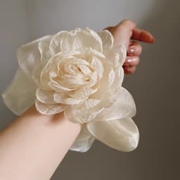 Scrunchie Hoa Lụa Bản To Cao Cấp – Chun Buộc Tóc Hoa 3D Vintage, Cột Tóc Nữ Xinh Xắn Sang Chảnh (Nhiều Màu) 8