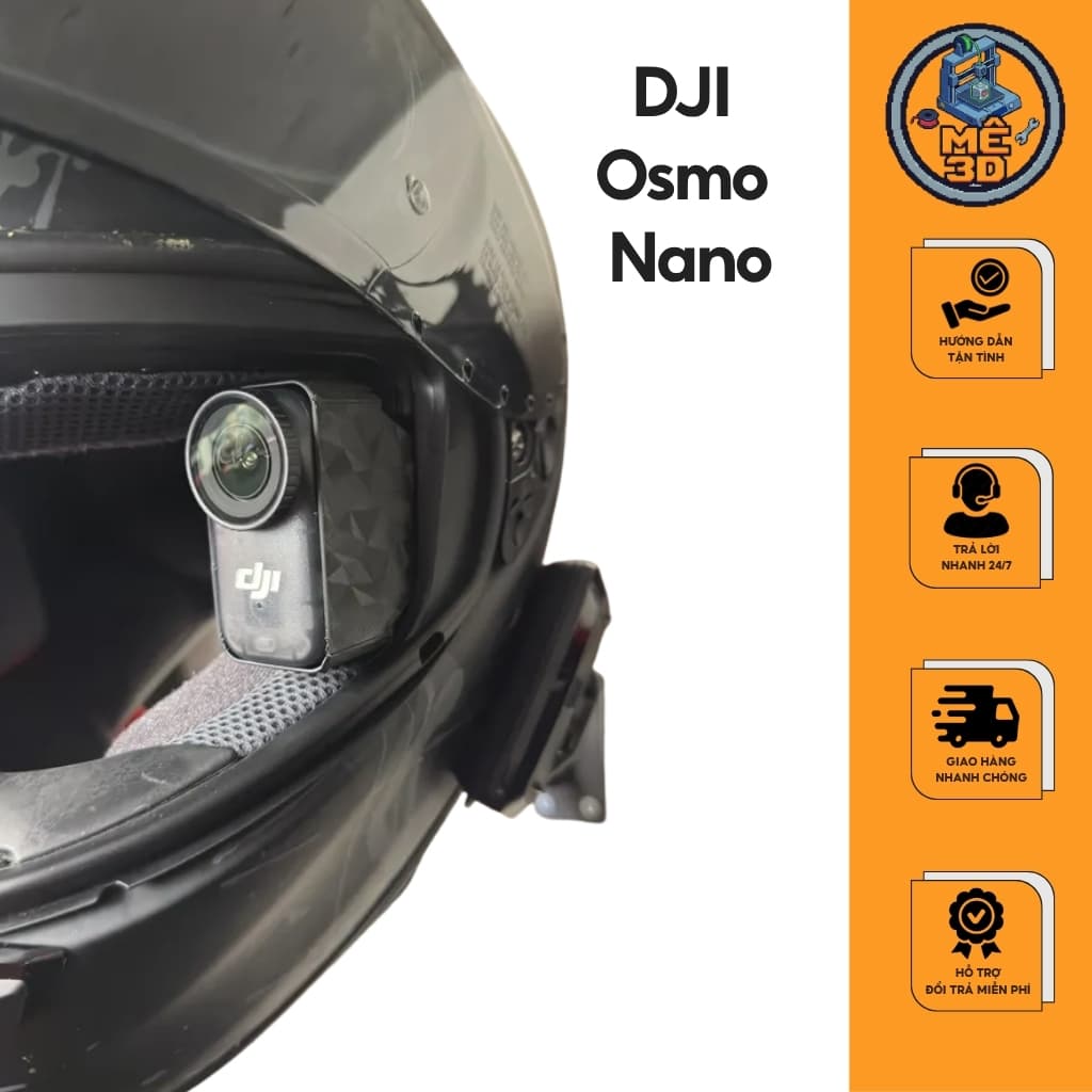 Giá đỡ DJI Osmo Nano gắn mũ bảo hiểm fullface [Mê 3D]