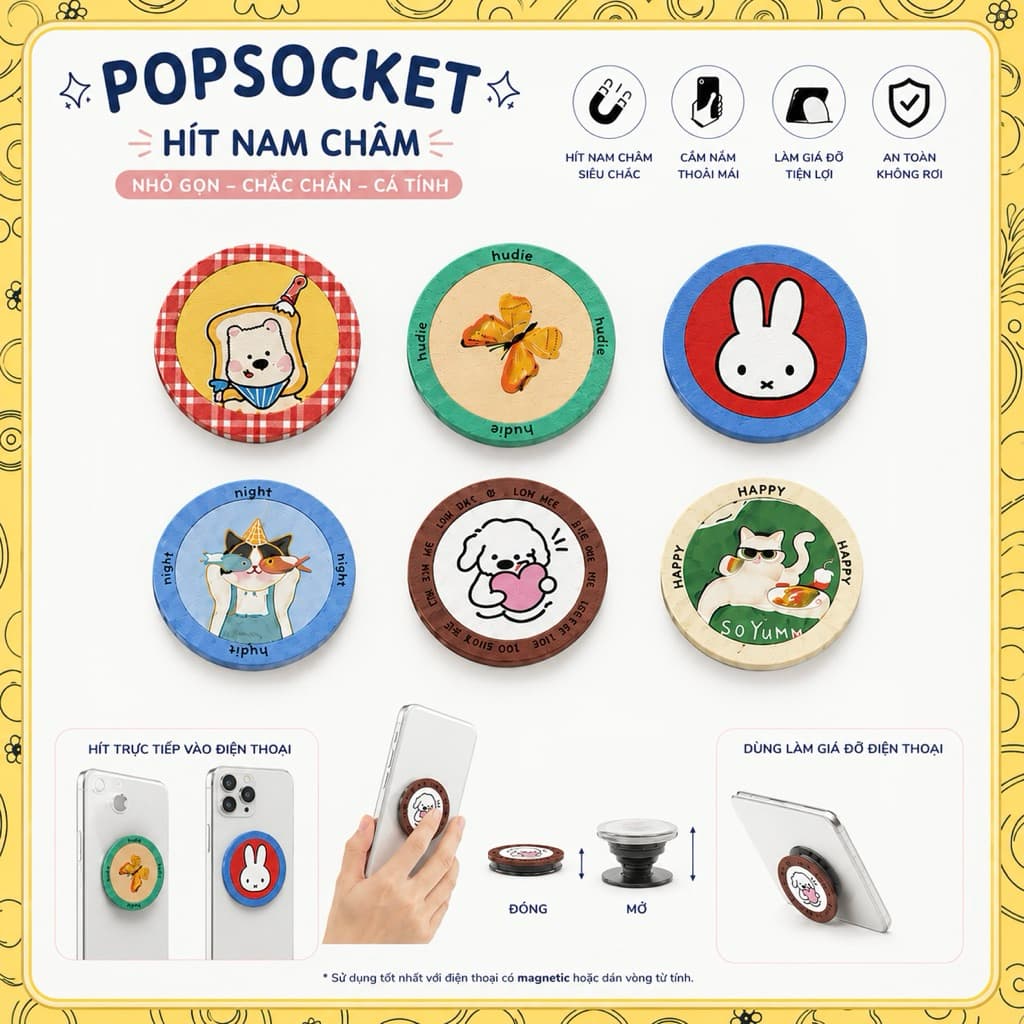 Popsocket Từ Tính Xoay 360 Độ Hít Nam Châm Chắc Chắn Dễ Thương Cầm Nắm Điện Thoại Tiện Lợi Vkshop