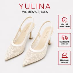 Giày Cao Gót 𝙔𝙐𝙇𝙄𝙉𝘼 7P Ren Lưới Thêu Hoa  Mũi Nhọn Hàng Cao Cấp  C14 1
