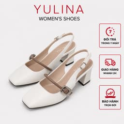 Giày Dép Sandal Nữ 𝙔𝙐𝙇𝙄𝙉𝘼 Mũi Vuông khóa chữ nhật gót 6P  J14 1