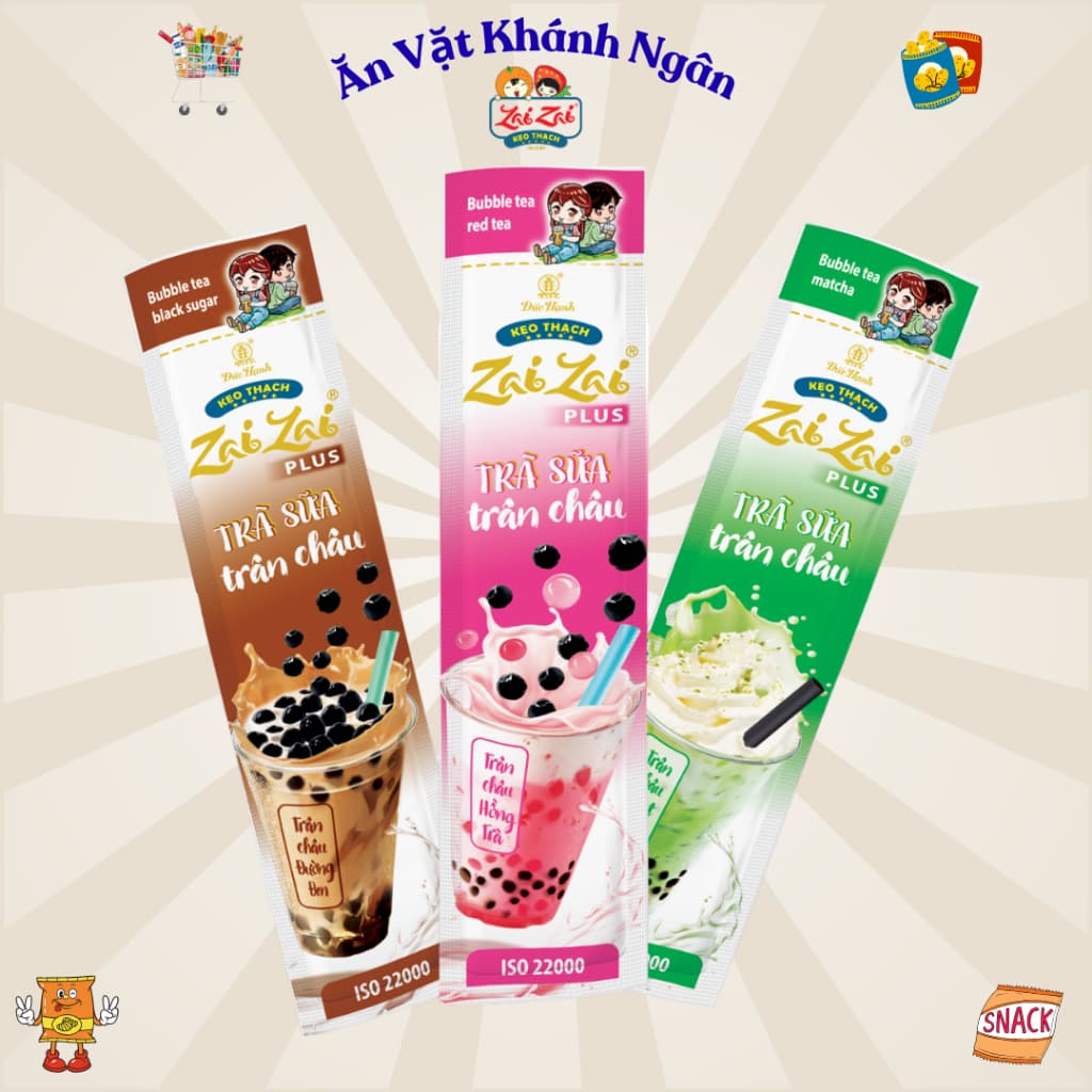 Combo Thạch Zai Zai Túi Dài Vị Trà Sữa Trân Châu - HÀNG CHÍNH HÃNG