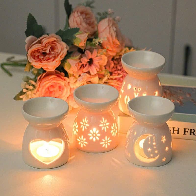 Đèn Xông Tinh Dầu Gốm Sứ Đốt Nến Tealight - Đèn Nến Xông Tinh Dầu Decor Phòng Ngủ Lãng Mạn