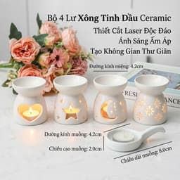 Đèn Xông Tinh Dầu Gốm Sứ Đốt Nến Tealight - Đèn Nến Xông Tinh Dầu Decor Phòng Ngủ Lãng Mạn 8