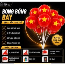 Combo 10/50 Bong Bóng ĐỎ Sao Vàng Bóng Bay Đỏ Sao Vàng Trang Trí Lễ 1