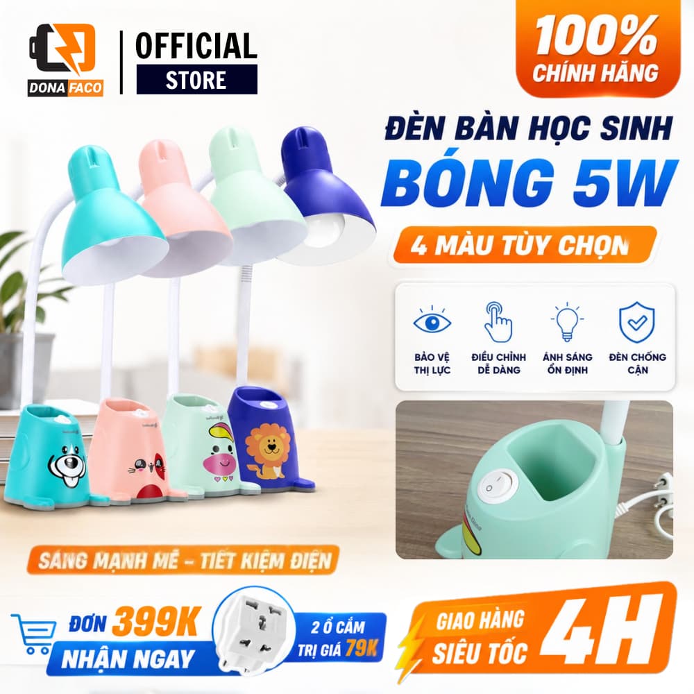 Đèn học để bàn Rạng Đông bóng LED chống cận bảo vệ thị lực cho trẻ RD-RL-24 5W BH 2 Năm