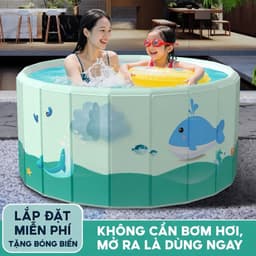 Bể bơi gấp gọn không cần bơm hơi hot tren 2026 mở ra là dùng được ngay 2