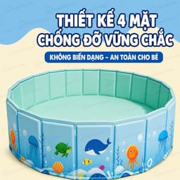 Bể bơi gấp gọn không cần bơm hơi hot tren 2026 mở ra là dùng được ngay 4