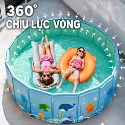 Bể bơi gấp gọn không cần bơm hơi hot tren 2026 mở ra là dùng được ngay 6