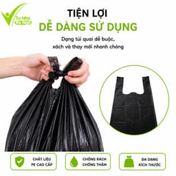 Túi Đựng Rác Nilon Đen PE Cao Cấp Có Quai Xách GD338 - Bộ Túi Rác Nilon Đen Dày Dặn, Chịu Lực Tốt 5