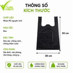 Túi Đựng Rác Nilon Đen PE Cao Cấp Có Quai Xách GD338 - Bộ Túi Rác Nilon Đen Dày Dặn, Chịu Lực Tốt 7