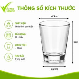 Bộ 12 Chén Uống R.ượ.u Thủy Tinh Cao Cấp GD156 - Set 12 Ly Rư.ợu Thủy Tinh Trong Suốt Dung Tích 30ml 6