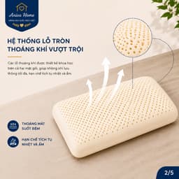 Gối Cao Su Thiên Nhiên Oval Cao Cấp Aniva Home Tặng Vỏ Gối - Gối Ngủ Thoáng Khí, Đàn Hồi Tốt 2