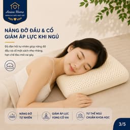 Gối Cao Su Thiên Nhiên Oval Cao Cấp Aniva Home Tặng Vỏ Gối - Gối Ngủ Thoáng Khí, Đàn Hồi Tốt 3