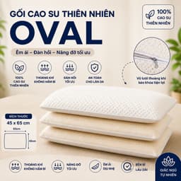 Gối Cao Su Thiên Nhiên Oval Cao Cấp Aniva Home Tặng Vỏ Gối - Gối Ngủ Thoáng Khí, Đàn Hồi Tốt 5