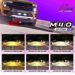Đèn trợ sáng titan M40 Ultra V2 trợ sáng 4 mắt công suất 80W cho ôtô công nghệ Dual Cup và Dual Direct Beam Giá 1 Đôi 9
