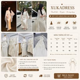 Xukadress_Set đầm lụa cổ yếm kèm khăn voan, đầm lụa dự tiệc màu kem sang chảnh 2