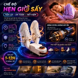 Máy Sấy Giày Khử Mùi Bằng Tia Cực Tím Thông Minh Có Hiển Thị Nhiệt Độ METIS Combo Làm Khô Tất Đa Năng 7
