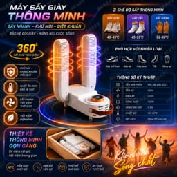 Máy Sấy Giày Khử Mùi Bằng Tia Cực Tím Thông Minh Có Hiển Thị Nhiệt Độ METIS Combo Làm Khô Tất Đa Năng 6