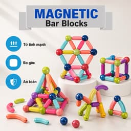 Bộ xếp hình nam châm magnetic blocks . Đồ chơi giáo dục phát triển tư duy cho bé 3+ 5