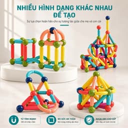 Bộ xếp hình nam châm magnetic blocks . Đồ chơi giáo dục phát triển tư duy cho bé 3+ 6