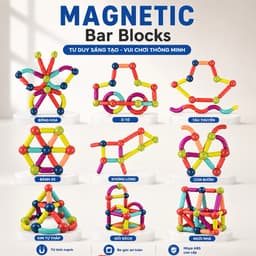 Bộ xếp hình nam châm magnetic blocks . Đồ chơi giáo dục phát triển tư duy cho bé 3+ 7