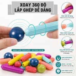 Bộ xếp hình nam châm magnetic blocks . Đồ chơi giáo dục phát triển tư duy cho bé 3+ 4