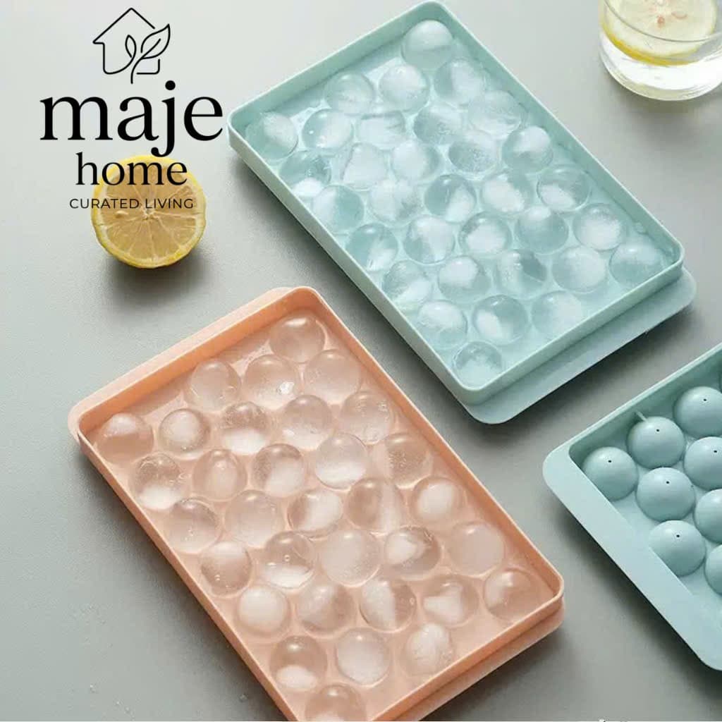 Khay đá viên tròn 18 ngăn. Khuôn làm đá viên bi tròn dễ lấy đá. Khay đá thực phẩm cao cấp - Majehome