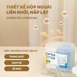 Hộp 300 que tăm bông ngoáy tai Topgia 4 đầu đa năng, mềm mịn, vệ sinh hiệu quả cho gia đình. 3
