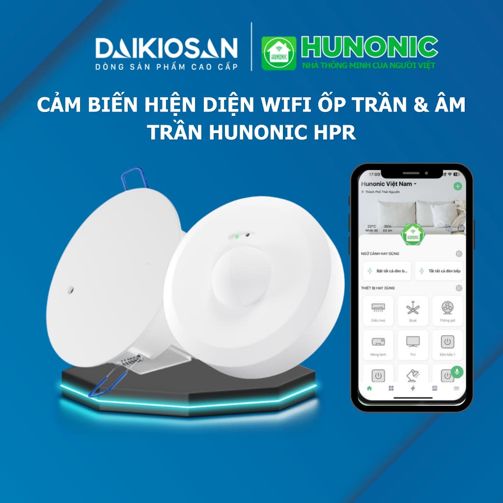 Cảm biến hiện diện âm trần ốp trần Hunonic HPR