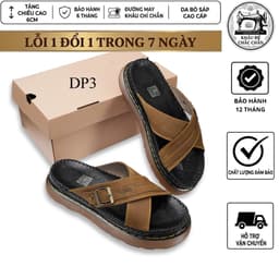 Dép quai chéo doctor da bò sáp cao cấp cao 6cm hàng full hộp  giúp tăng chiều cao  thời trang 2026 sang trọng DP3 1