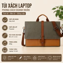 Túi Đựng Laptop 14 Inch Da Cao Cấp | Chống Trầy Xước | Phong Cách Doanh Nhân 7